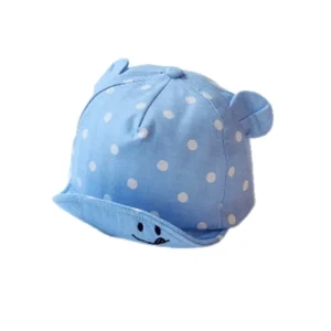 Boné Azul bebé com bolinhas brancas